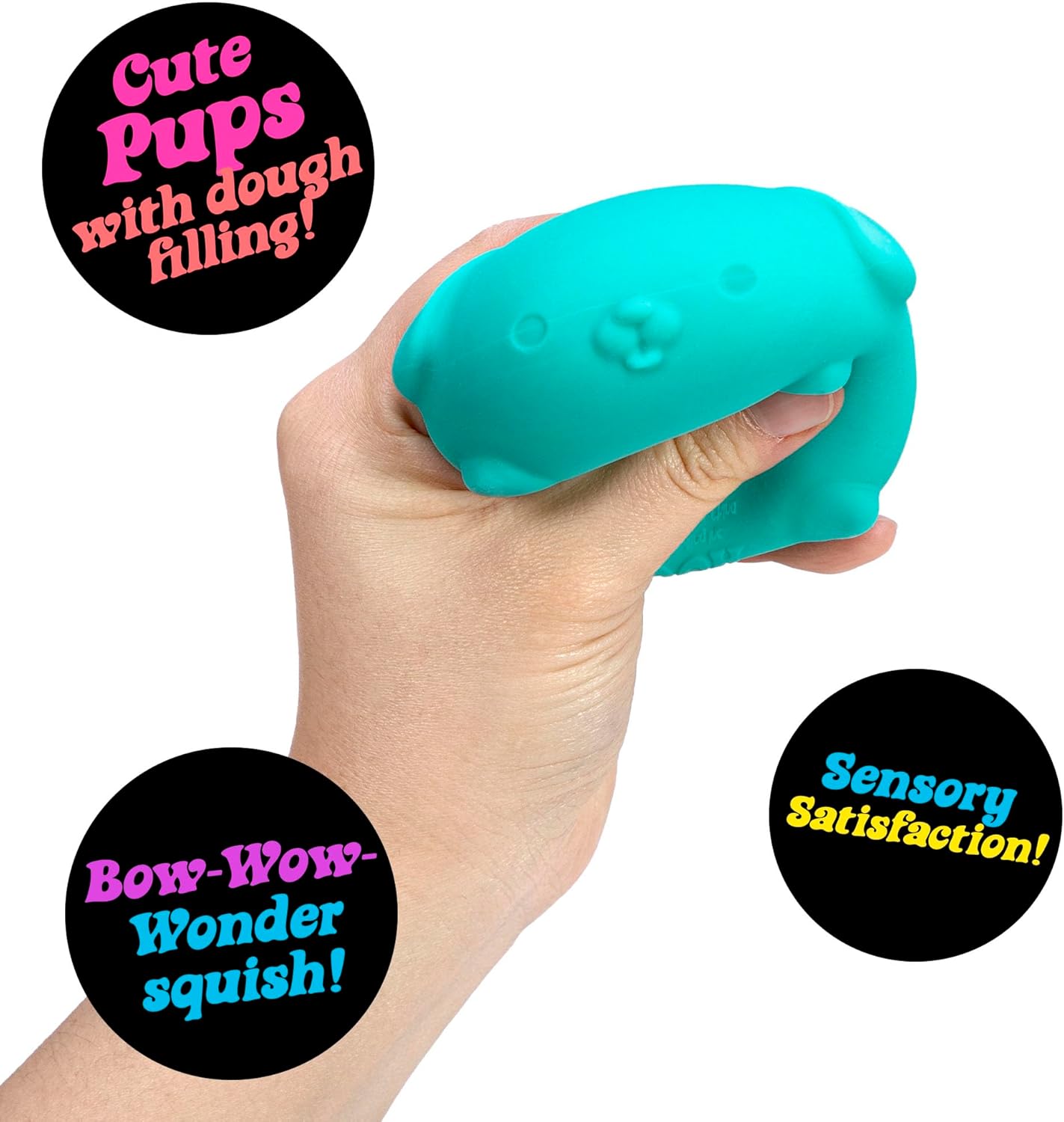 Schylling NeeDoh Funky Pups – Squishy Sensory Toy – Soft Dough Filling – Ages 3 and Up – Color May Vary; One Dog Per Pack