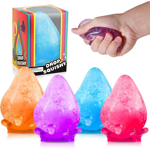 2 Packs Dream Squishy Drop Stress Balls for Adults Fidget Toys Adults. Fidgets Silicone Sensory Toys for Kids Autism. ADHD. Sensory Stress Relief Toys Birthday Day Gifts (Blue Pink)