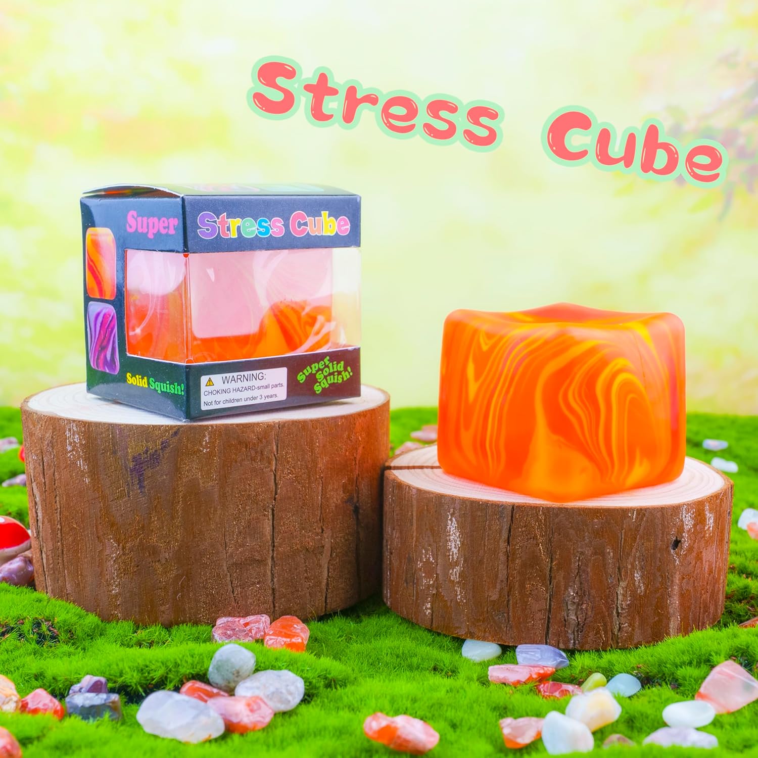 Slow Rising Stress Cube . Dough Stress Balls Soft Fidget Squishy Toys for Anxiety Relief. Pull Stretch Classroom Prize Party Favors Toys for Kids