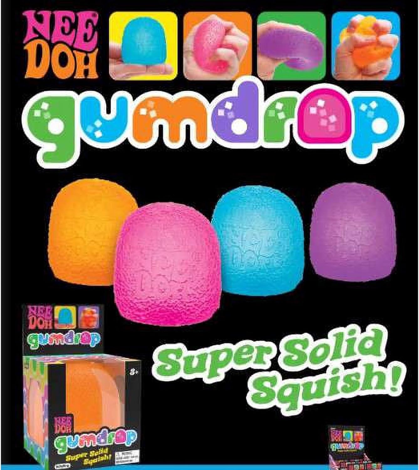 Schylling NeeDoh Gumdrop Textured Sensory Fidget Toy Colors May Vary (3 Pack)