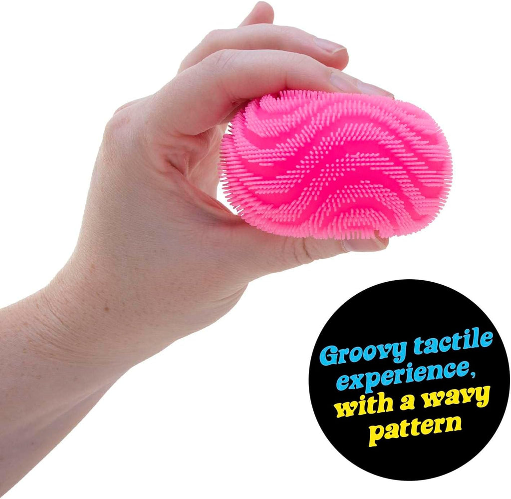 Schylling NeeDoh Fuzz Ball – Sensory Toy with a Velvet Texture and Soft Cloud Squish – Wavy Pattern You Can See and Feel – Ages 3 and Up – Color May Vary; One Per Pack (Wonder Waves)
