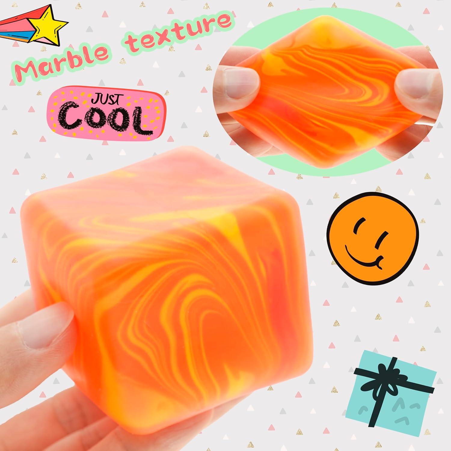 Slow Rising Stress Cube . Dough Stress Balls Soft Fidget Squishy Toys for Anxiety Relief. Pull Stretch Classroom Prize Party Favors Toys for Kids