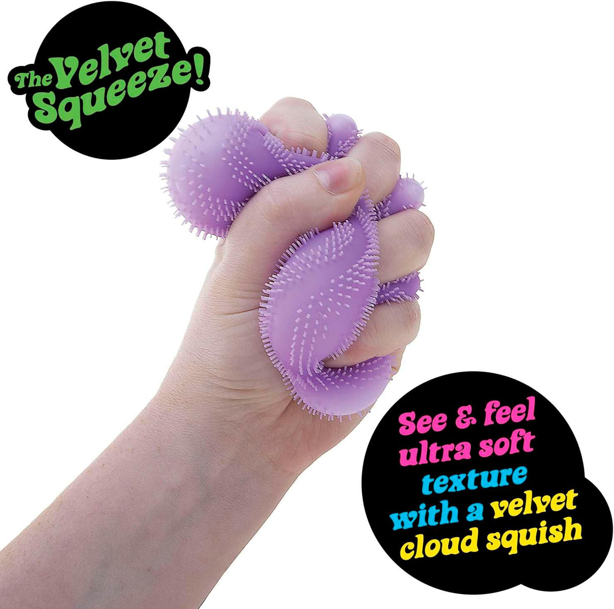 Schylling NeeDoh Fuzz Ball – Sensory Toy with a Velvet Texture and Soft Cloud Squish – Wavy Pattern You Can See and Feel – Ages 3 and Up – Color May Vary; One Per Pack (Wonder Waves)