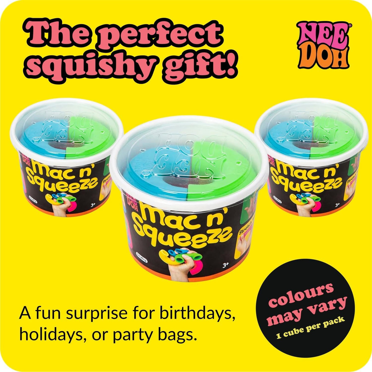 NeeDoh Mac ‘N– Squeeze – 4 Squishy Noodles – Assorted