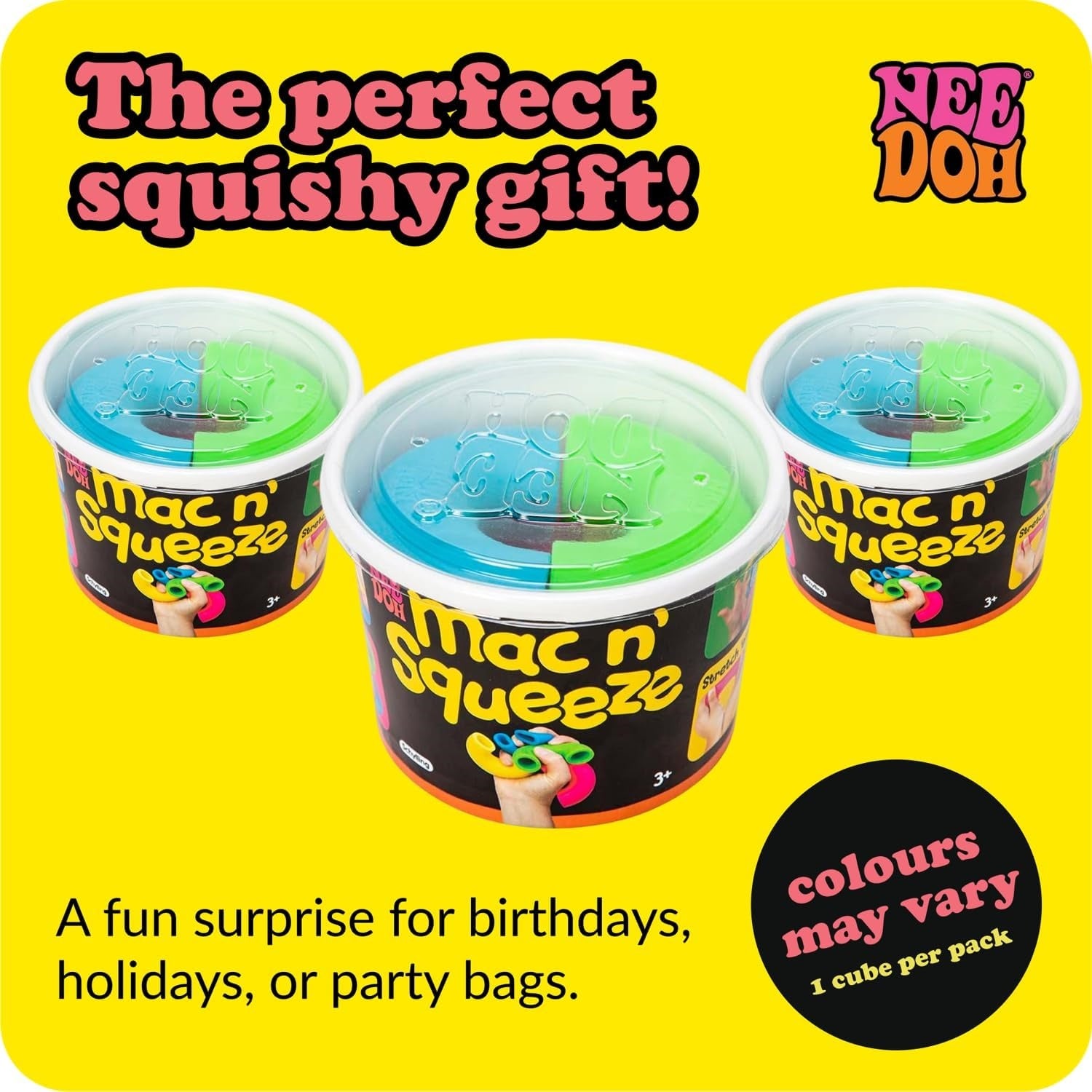 NeeDoh Mac ‘N– Squeeze – 4 Squishy Noodles – Assorted