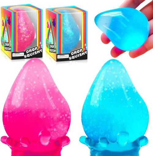 2 Packs Dream Squishy Drop Stress Balls for Adults Fidget Toys Adults. Fidgets Silicone Sensory Toys for Kids Autism. ADHD. Sensory Stress Relief Toys Birthday Day Gifts (Blue Pink)