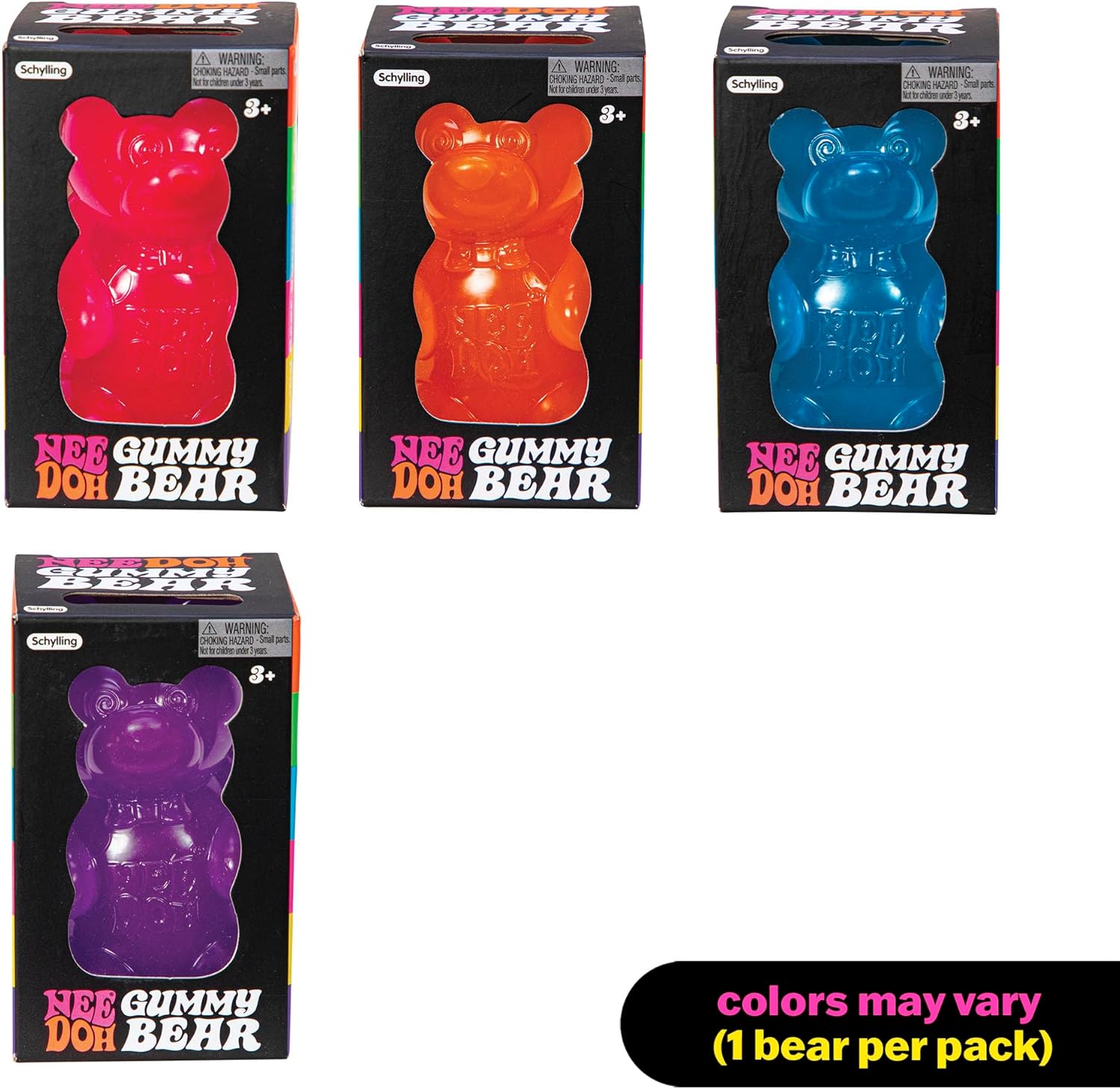 Schylling NeeDoh Gummy Bear – Sensory Fidget Toy with Jelly-Like Filling – 3.5″ Tall – Colors May Vary (Pack of 1)