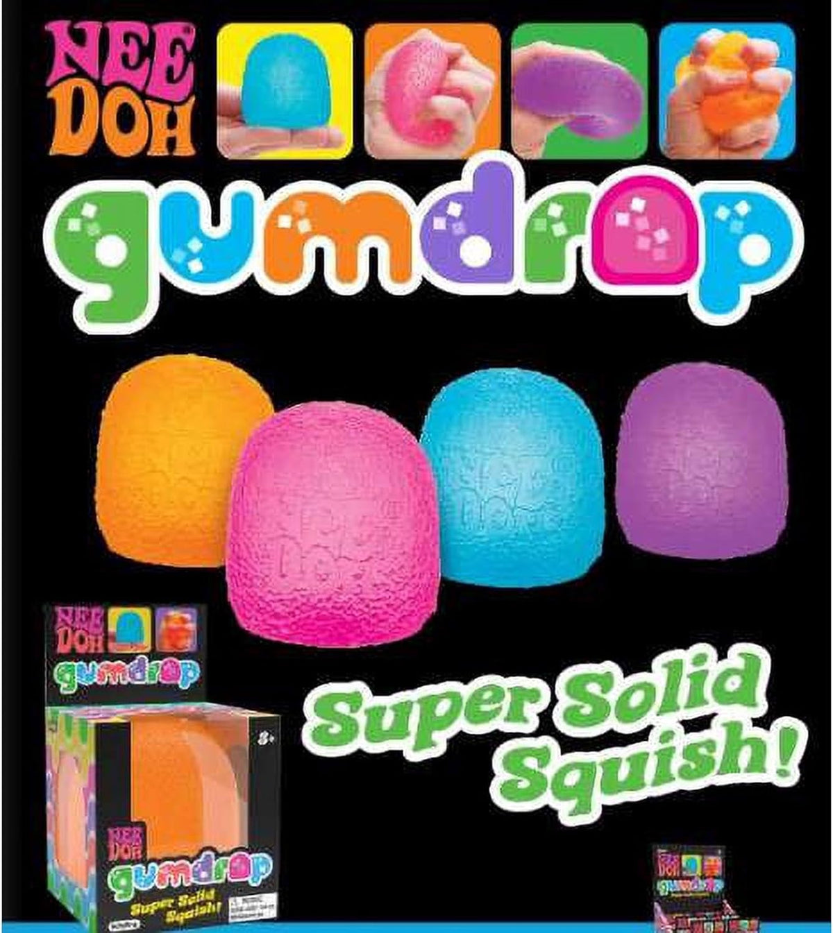 Schylling NeeDoh Gumdrop Textured Sensory Fidget Toy Colors May Vary (3 Pack)