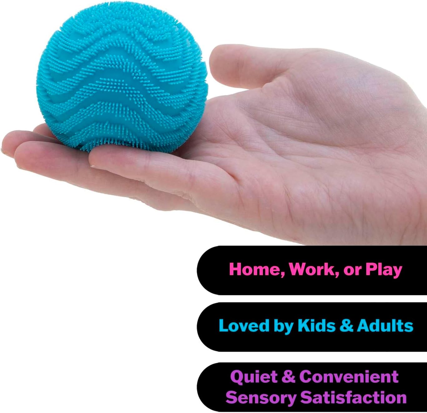 Schylling NeeDoh Fuzz Ball – Sensory Toy with a Velvet Texture and Soft Cloud Squish – Wavy Pattern You Can See and Feel – Ages 3 and Up – Color May Vary; One Per Pack (Wonder Waves)