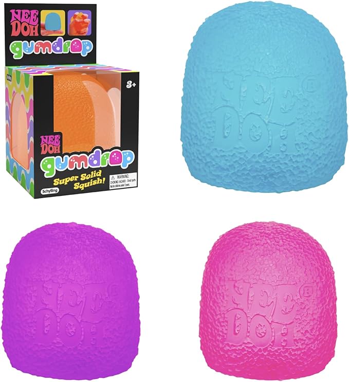 Schylling NeeDoh Gumdrop – Textured Sensory Toy with Super Solid Squish – 2.5″ Tall – Colors May Vary (Pack of 1)