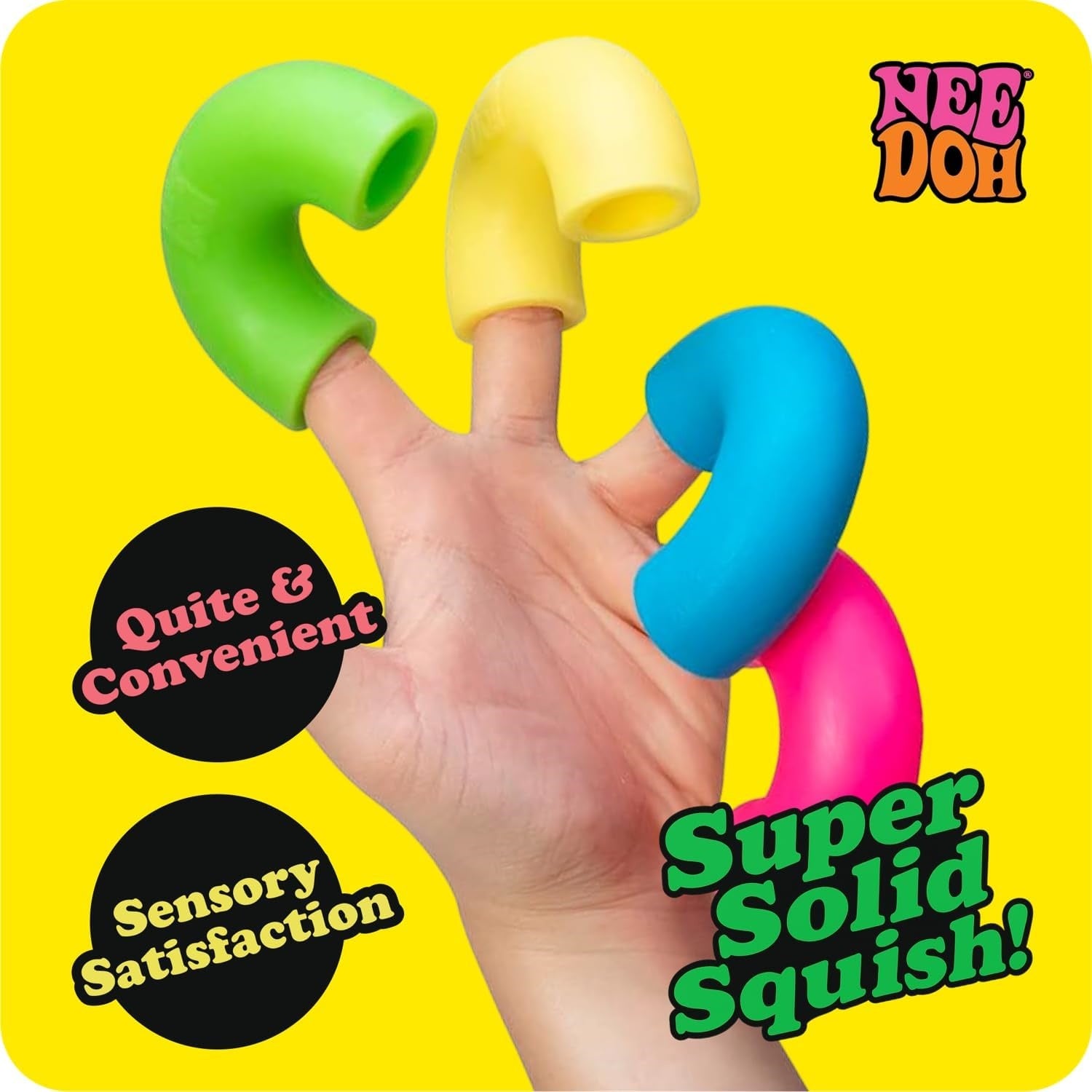 NeeDoh Mac ‘N– Squeeze – 4 Squishy Noodles – Assorted