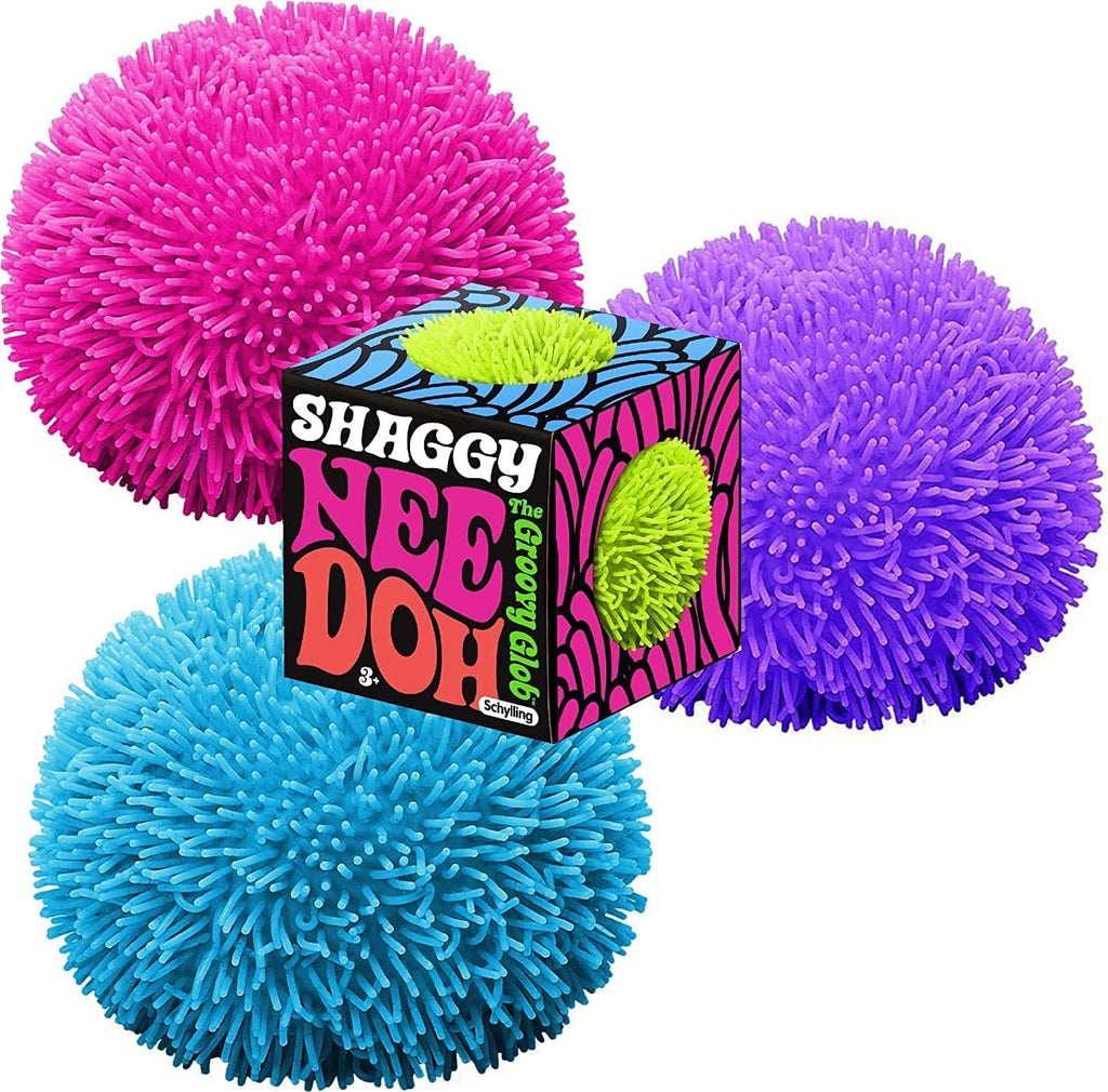 Nee-Doh Schylling Shaggy Groovy Glob! Squishy. Squeezy. Stretchy Stress Balls Neon Colors Gift Set Party Bundle – 3 Pack (Assorted Colors)